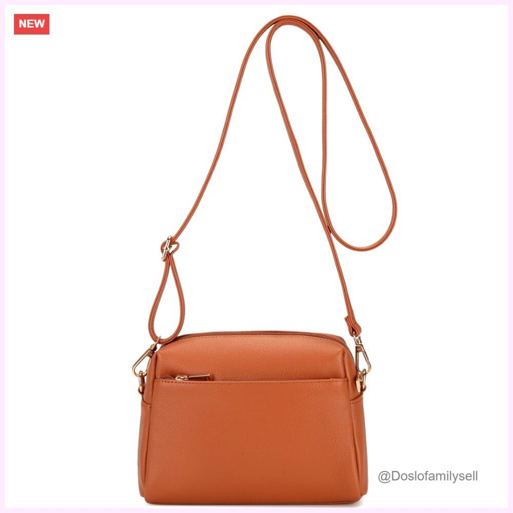 Small Vegan Leather Crossbody Bag, Adjustable Strap, Anti-Theft Pockets
